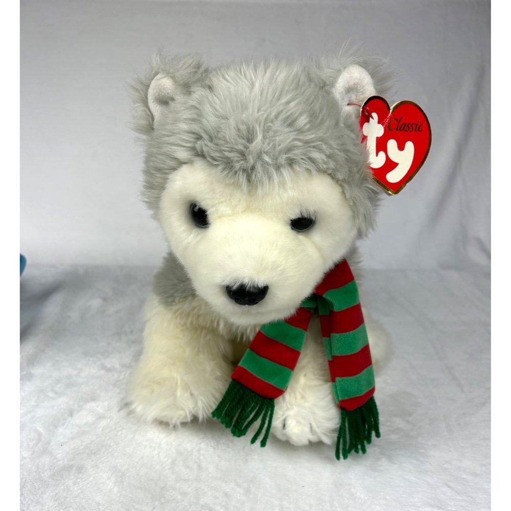 Ty Classic 15" DANCER The FLUFFY DOG with Scar Rare Retired Plush Toy